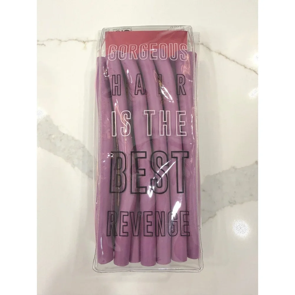 Beauty Concepts 12 Count Flexible Hair Rods Purple Heatless Foam Rollers New